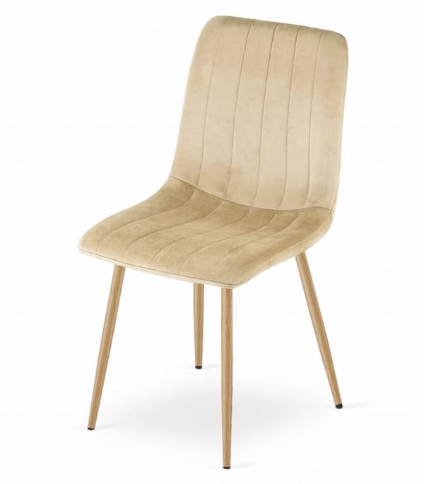 LAVA stol - beige sammet / träfärgade ben x 3