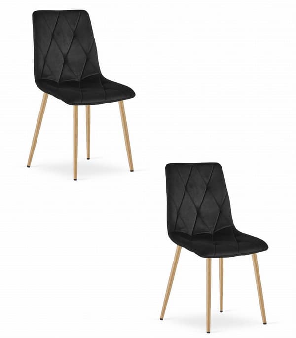 LIBRA stol - svart sammet / träfärgade ben x 2