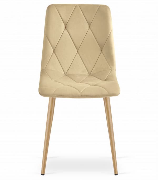 LIBRA stol - beige sammet / träfärgade ben x 4