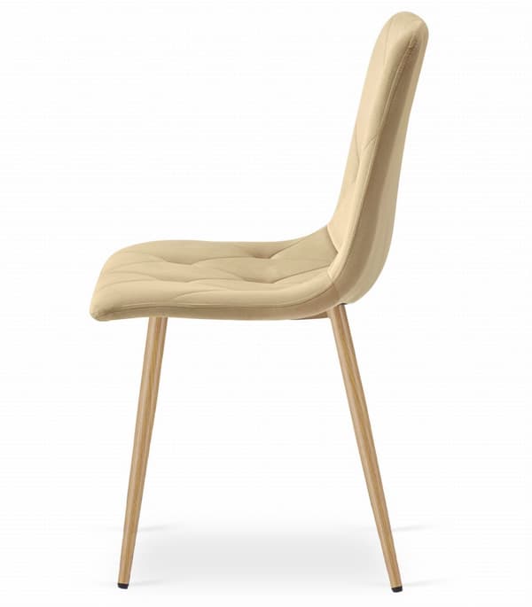 LIBRA stol - beige sammet / träfärgade ben x 4