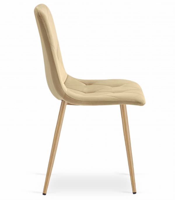 LIBRA stol - beige sammet / träfärgade ben x 4