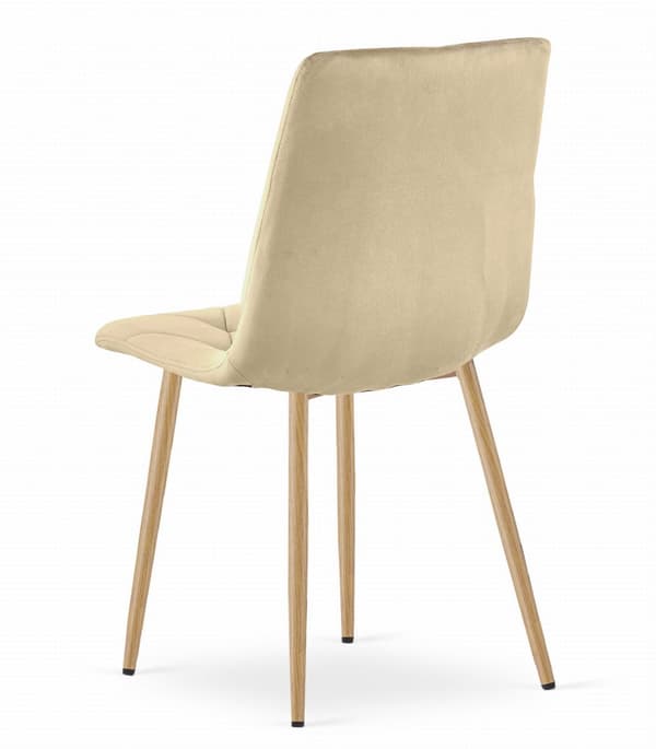 LIBRA stol - beige sammet / träfärgade ben x 4