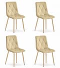 Miniatyrbild 1 av 7: LIBRA stol - beige sammet / träfärgade ben x 4