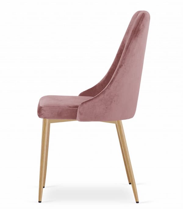 IMOLA stol - rosa sammet / träfärgade ben x 2