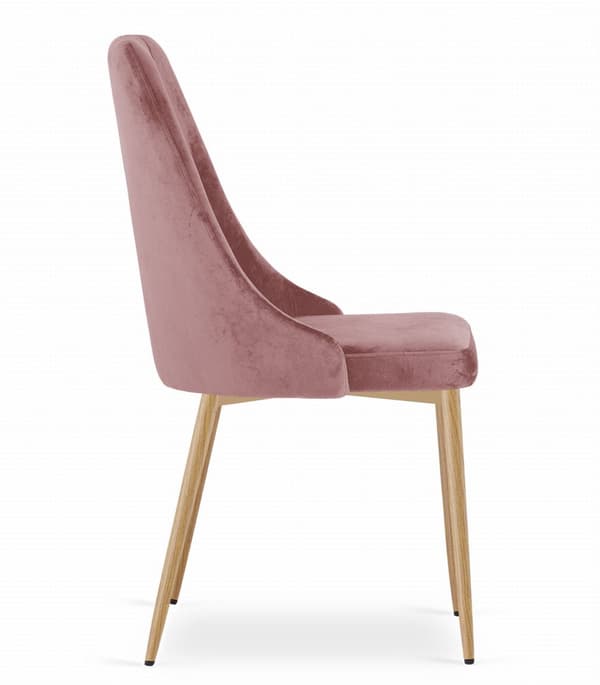 IMOLA stol - rosa sammet / träfärgade ben x 2