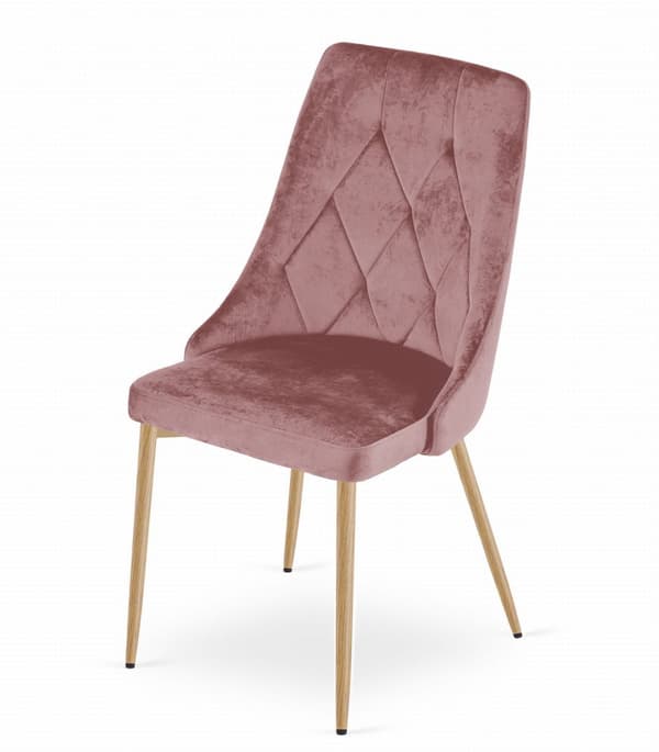 IMOLA stol - rosa sammet / träfärgade ben x 2