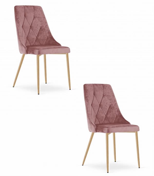IMOLA stol - rosa sammet / träfärgade ben x 2