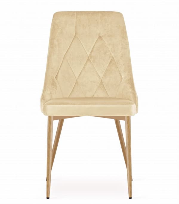 IMOLA stol - beige sammet / träfärgade ben x 2