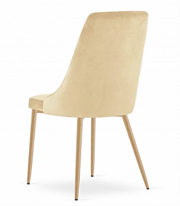 IMOLA stol - beige sammet / träfärgade ben x 2
