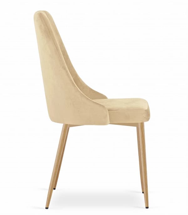 IMOLA stol - beige sammet / träfärgade ben x 2