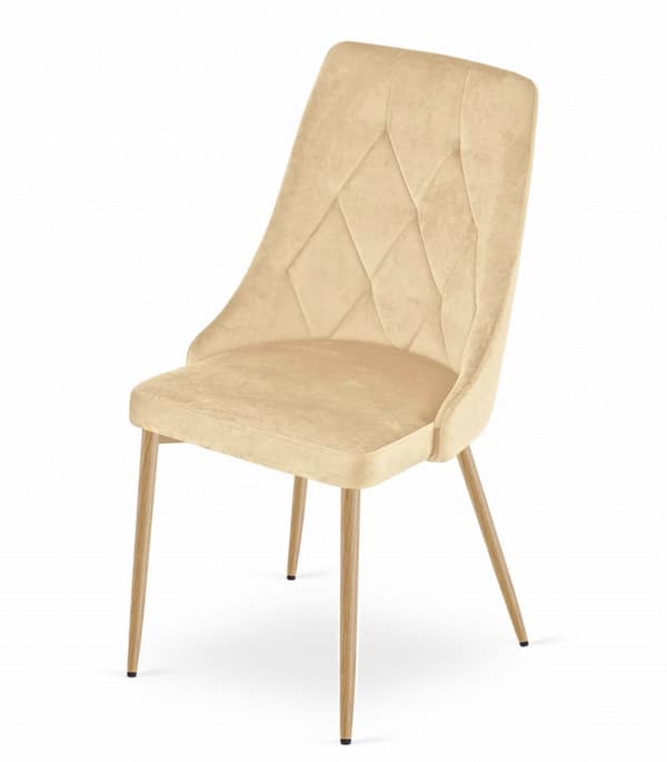 IMOLA stol - beige sammet / träfärgade ben x 2