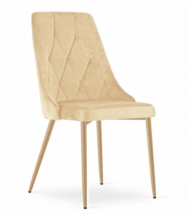 IMOLA stol - beige sammet / träfärgade ben x 2