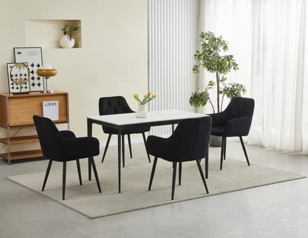 JORK stol - svart sammet / svarta ben x 1