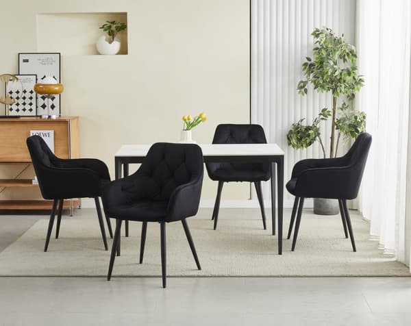 JORK stol - svart sammet / svarta ben x 1