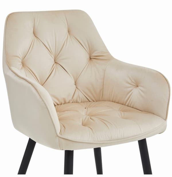 JORK stol - beige velour / sorte ben x 1