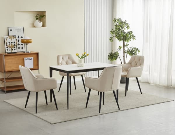 JORK stol - beige velour / sorte ben x 1