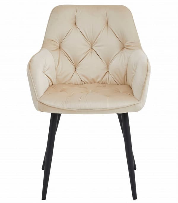 JORK stol - beige velour / sorte ben x 1