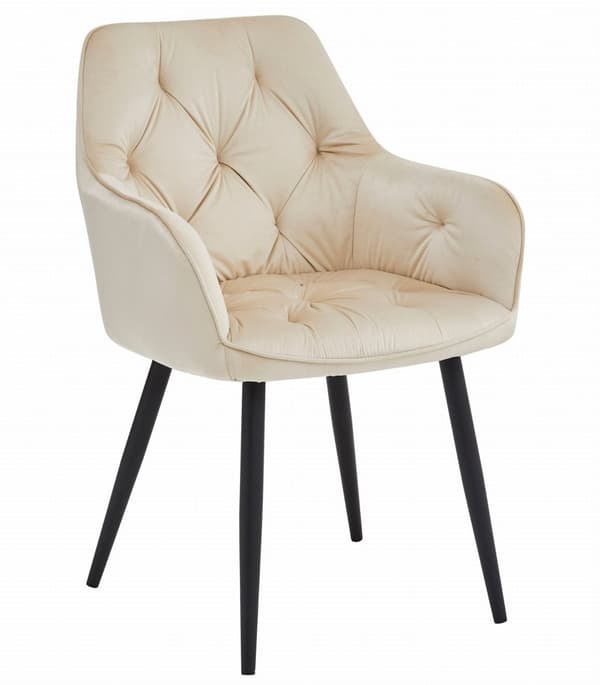 JORK stol - beige velour / sorte ben x 1
