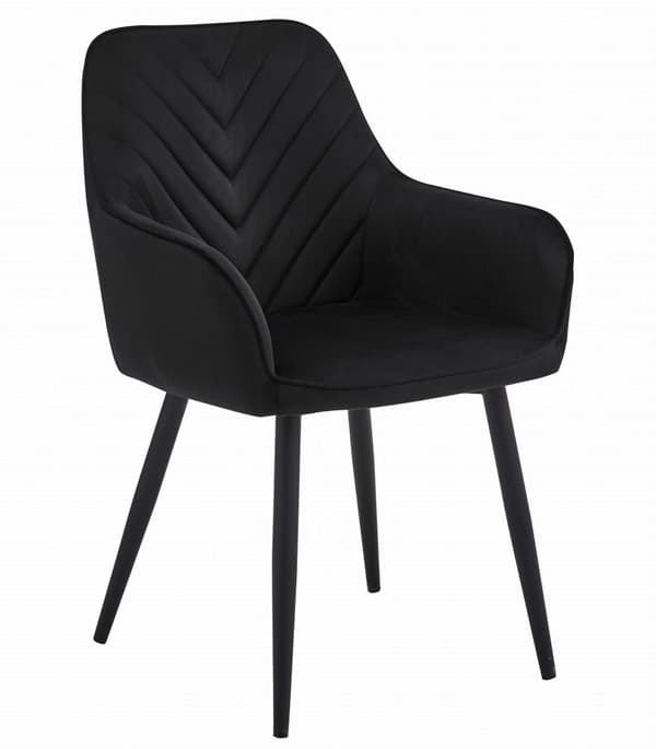 NANA stol - svart sammet / svarta ben x 1
