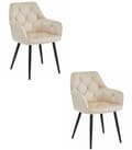 Miniatyrbillede 1 af 9: JORK stol - beige velour / sorte ben x 2
