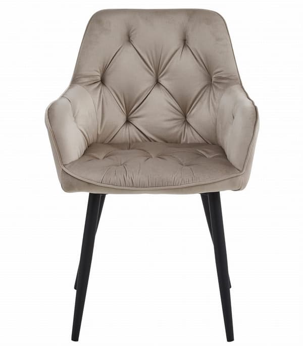 JORK stol - mörkbeige sammet / svarta ben x 2