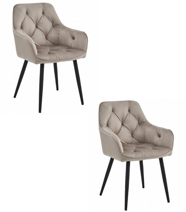 JORK stol - mörkbeige sammet / svarta ben x 2