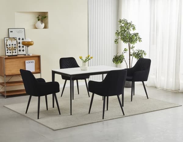 NANA stol - svart sammet / svarta ben x 2