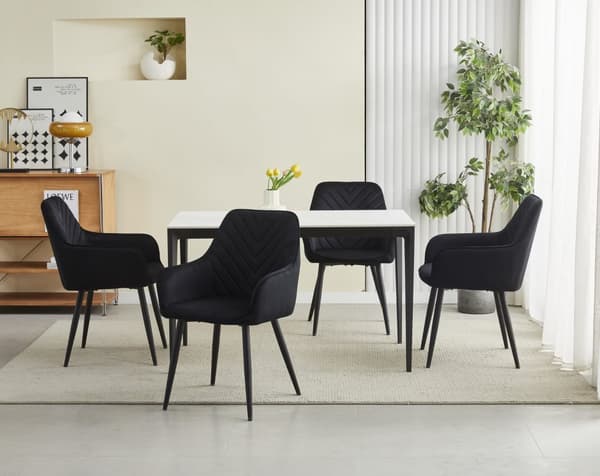 NANA stol - svart sammet / svarta ben x 2