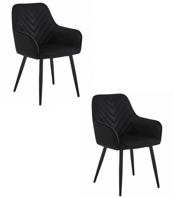 NANA stol - svart sammet / svarta ben x 2