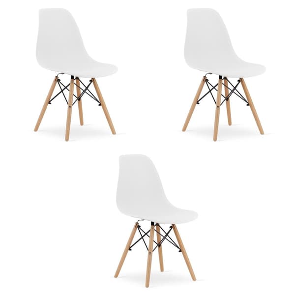 OSAKA stol vit / naturliga ben x 3