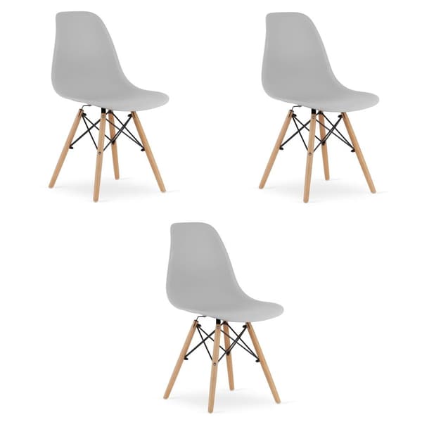 OSAKA stol grå / naturliga ben x 3