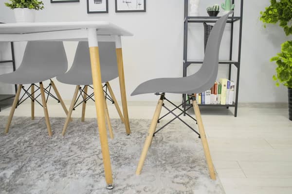 OSAKA stol grå / naturliga ben x 4