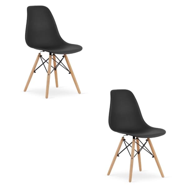 OSAKA stol svart / naturliga ben x 2