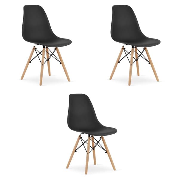 OSAKA stol svart / naturliga ben x 3