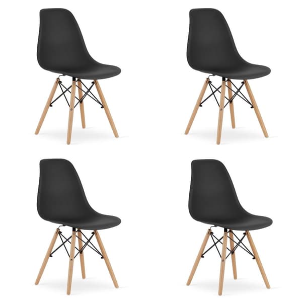 OSAKA stol sort / naturlige ben x 4