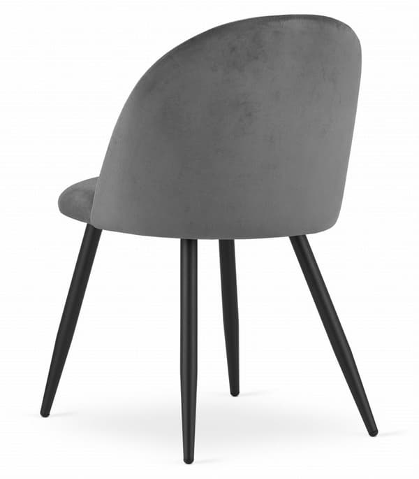 BELLO stol - mørkegrå fløjl / sorte ben x 3