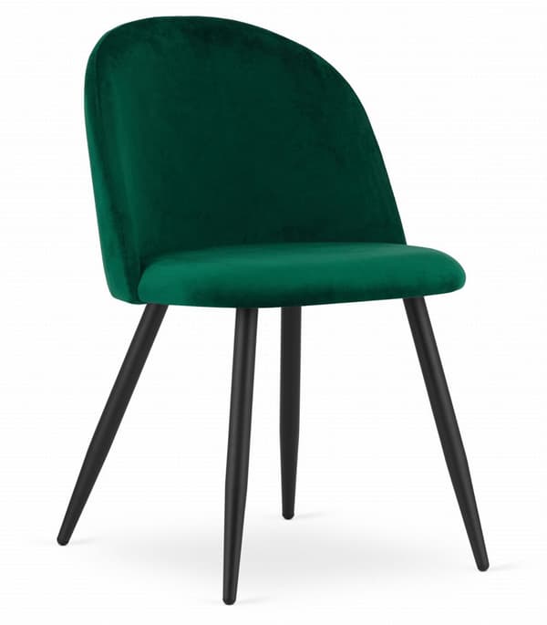 BELLO stol - grön sammet / svarta ben x 2