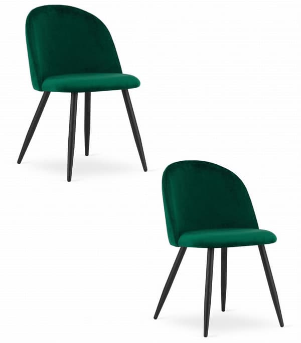 BELLO stol - grön sammet / svarta ben x 2