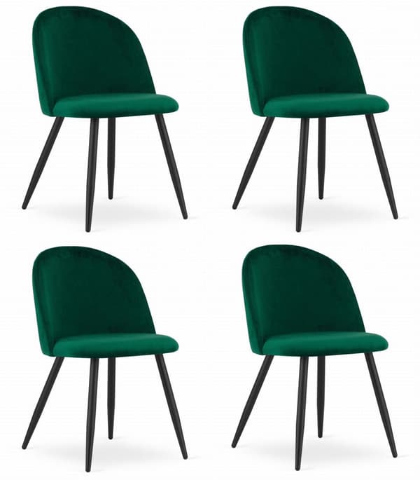 BELLO stol - grøn fløjl / sorte ben x 4