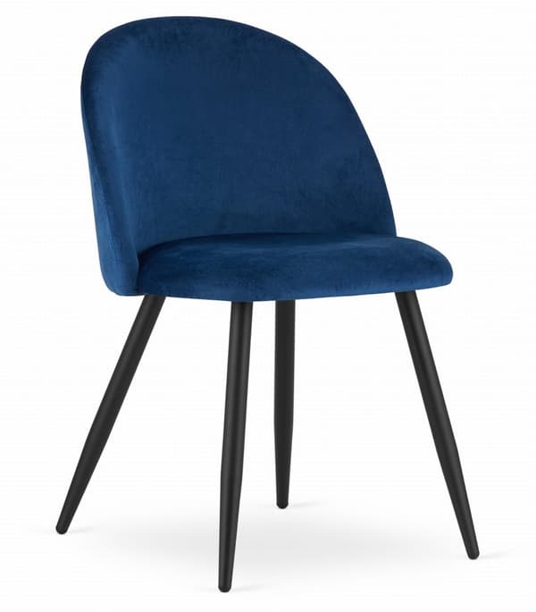 BELLO stol - marinblå sammet / svarta ben x 4