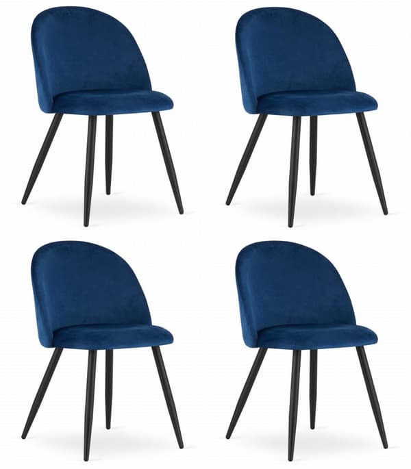 BELLO stol - marinblå sammet / svarta ben x 4