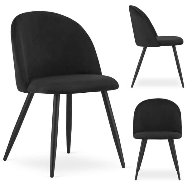 BELLO stol - svart sammet / svarta ben x 1