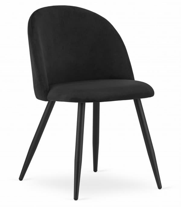 BELLO stol - svart sammet / svarta ben x 1
