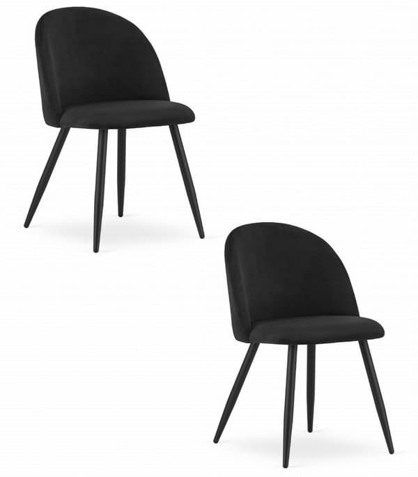 BELLO stol - sort fløjl / sorte ben x 2