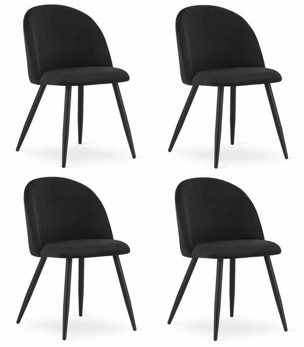 BELLO stol - svart sammet / svarta ben x 4