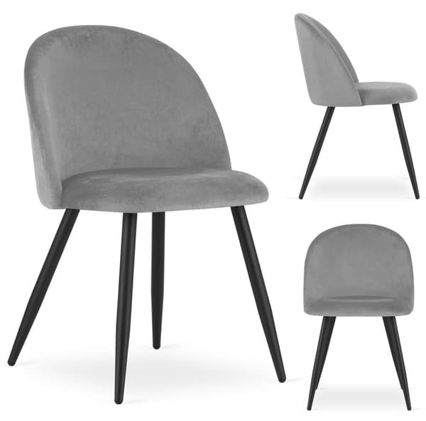 BELLO stol - ljusgrå sammet / svarta ben x 2