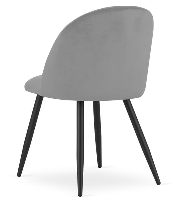 BELLO stol - ljusgrå sammet / svarta ben x 3