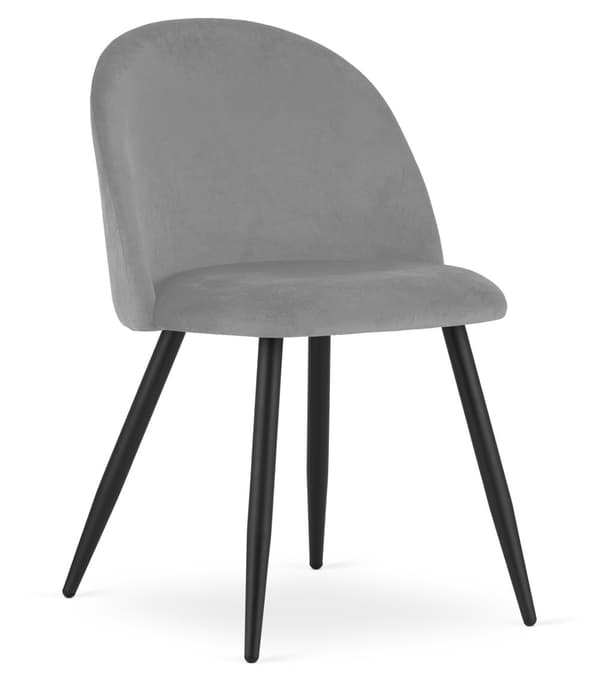 BELLO stol - ljusgrå sammet / svarta ben x 3