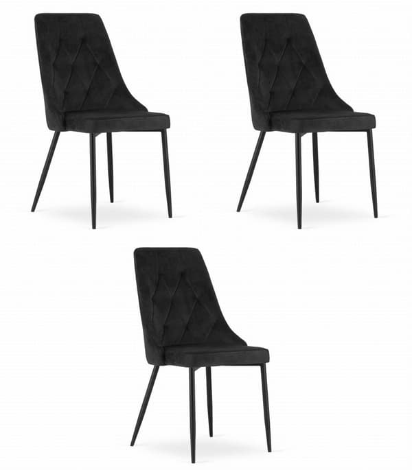 IMOLA Stol - Sort fløjl x 3