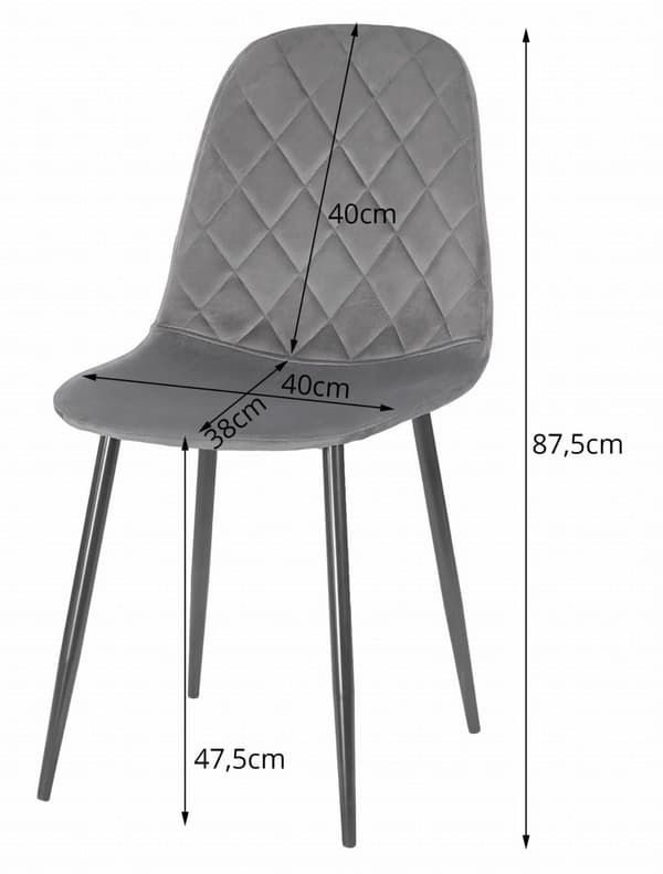 ASTI Stol - Mörkgrå sammet x 4